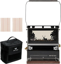 Load image into Gallery viewer, HOMOO アウトドア オイルランタン、304ステンレス鋼製 ハッチバックデザイン 取り外し可能なウィンドウグリル 燃料タンク350ML 収納バッグ付き、適しています屋外/屋内での湯沸かし、お茶作り、料理