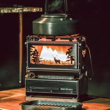 Load image into Gallery viewer, HOMOO アウトドア オイルランタン、304ステンレス鋼製 ハッチバックデザイン 取り外し可能なウィンドウグリル 燃料タンク350ML 収納バッグ付き、適しています屋外/屋内での湯沸かし、お茶作り、料理
